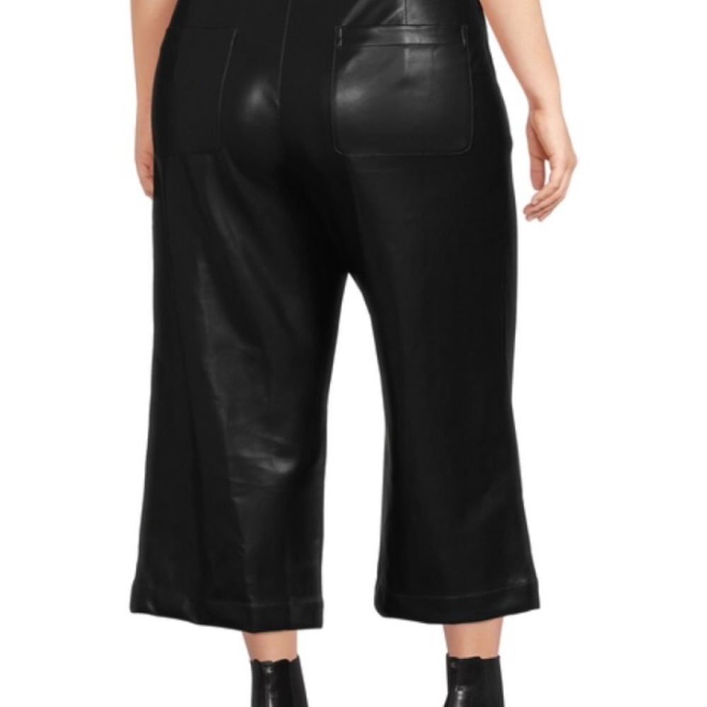BCBGMaxAzria Black Faux Leather Capri Pants - Picture 2 of 7